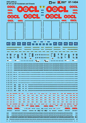 Microscale 601494 N Scale Railroad Decal Set -- OOCL OOLU 20', 40' and 45' Containers & Chassis