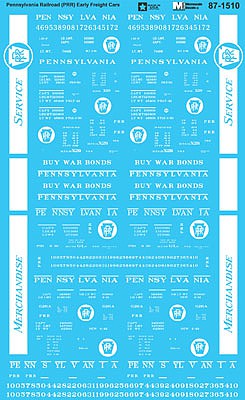 Microscale 601510 N Scale Railroad Decal Set -- Pennsylvania Railroad PRR Early Freight Cars
