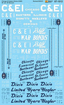 Microscale 601512 N Scale Railroad Decal Set -- Chicago & Eastern Illinois 40' & 50' Boxcars