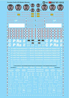 Microscale 601513 N Scale Railroad Decal Set -- Canadian Pacific Modern Boxcars 1970+