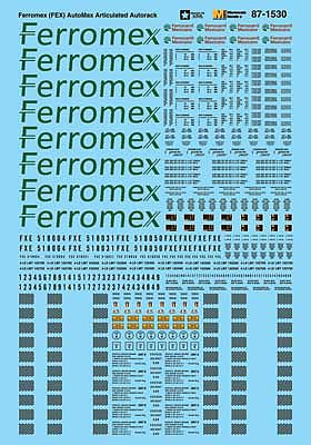 Microscale 601530 N Scale Railroad Decal Set -- Ferromex FXE AutoMax Articulated Autoracks