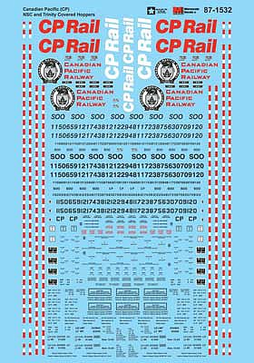 Microscale 601532 N Scale Railroad Decal Set -- Canadian Pacific NSC and Trinity Covered Hoppers
