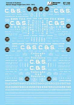 Microscale 60159 N Scale Railroad Decal Set -- Colorado & Southern Narrow Gauge Freight Cars and Cabooses 1910-1941