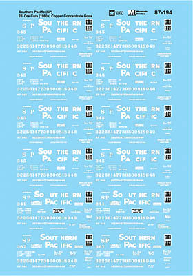 Microscale 60194 N Scale Railroad Decal Set -- Southern Pacific Ore Cars 1960-80