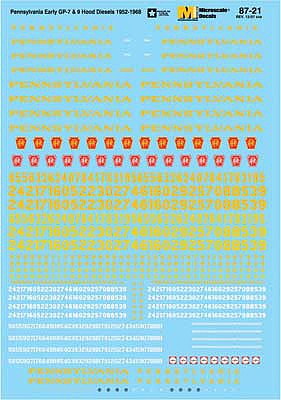 Microscale 6021 N Scale Railroad Decal Set - PRR -- Hood Unit Diesels, 1937-1968