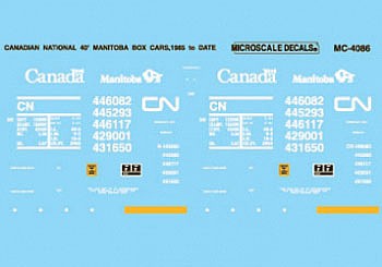 Microscale 604086 N Scale Railroad Decal Set - CN -- 40' Box Cars 1985+