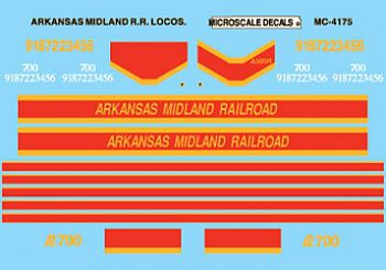 Microscale 604175 N Scale Railroad Decal Set - Arkansas Midland -- Diesels 1992+