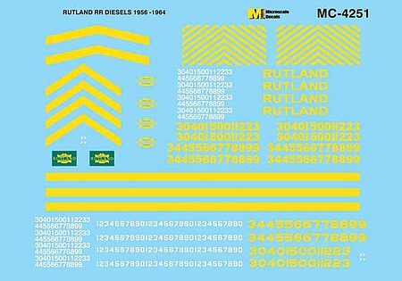 Microscale 604251 N Scale Rutland - RUT -- Diesels (Yellow Lettering & Stripes) 1956-1964