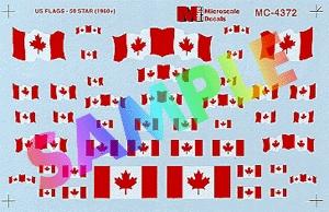 Microscale 604372 N Scale Canadian Flags -- 1965+ Red & White w/Maple Leaf