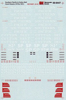 Microscale 60447 N Scale Southern Pacific - SP; St. Louis-Southwestern "Cotton Belt" - SSW -- Hood Unit Diesels (Red Wing Scheme) 1984-1991