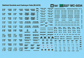 Microscale 605034 N Scale Railroad Decal Set -- Bathtub Gondola & Coalveyor Data (black)