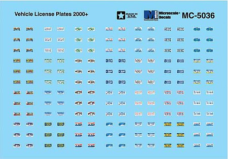 Microscale 605036 N Scale Vehicle Decal Set -- Vehicle License Plates 2000 and Later