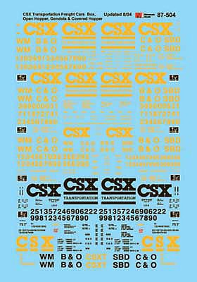Microscale 60504 N Scale Railroad Decal Set - CSX -- Freight Cars 1986