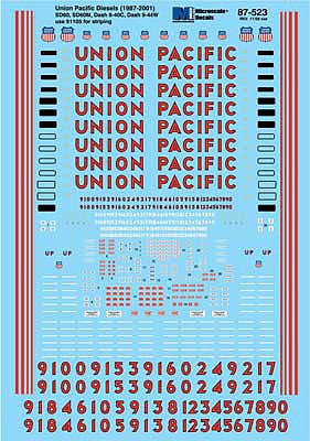 Microscale 60523 N Scale Railroad Decal Set - UP -- C40-8, SD60 Diesels