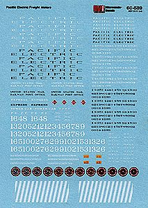 Microscale 60589 N Scale Railroad Decal Set -- Pacific Electric Freight Motors