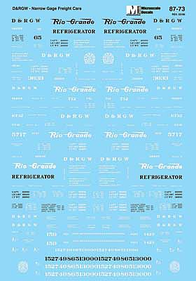 Microscale 6073 N Scale Railroad Decal Set -- Denver & Rio Grande Western Narrow Gauge Freight Cars (1930+)