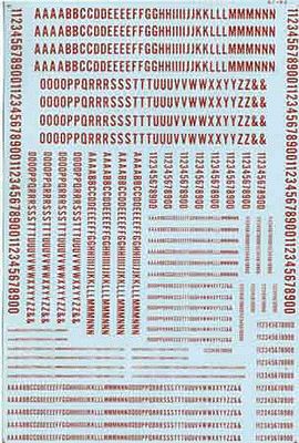 Microscale 70025 N Scale Alphabet Decals -- Condensed Gothic (red)