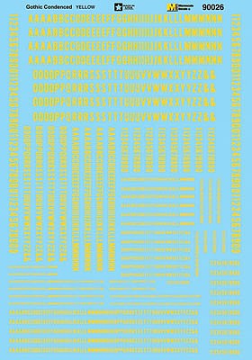 Microscale 70026 N Scale Alphabets and Numbers -- Condensed Gothic (yellow)