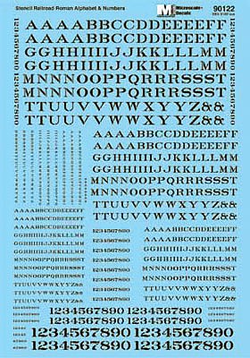 Microscale 70122 N Scale Alphabets and Numbers -- Stencil Railroad Roman (black)