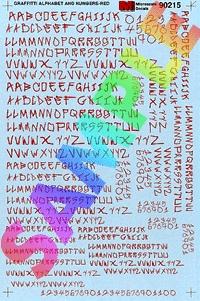 Microscale 70215 N Scale Graffiti Alphabet & Numbers -- Red