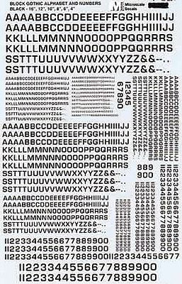 Microscale 70522 N Scale Alphabet Decals -- Euro Alphabet & Numbers Adjusted Font - Black - 16", 12", 10", 8", 6" & 4"