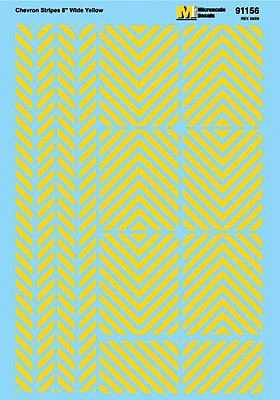 Microscale 71156 N Scale Striping Decals -- 45 Degree, 8" Barricade Stripes (yellow)