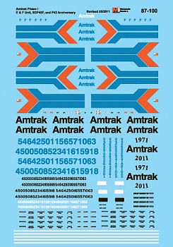Microscale 87100 HO Scale Amtrak -- EMD E, F & F40PH Diesels Phase I Scheme 1970