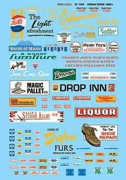 Microscale 871049 HO Scale City Building Sign Sets -- Assorted Stores/Commerical Buildings Late 1950s - Mid 1960s
