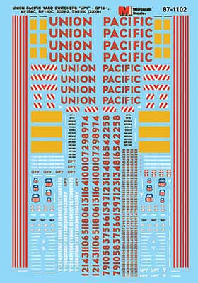 Microscale 871102 HO Scale Union Pacific - UP -- GP15, MP15, SW1500, SD38-2 (With UPY Reporting Marks & Stripes) Switchers