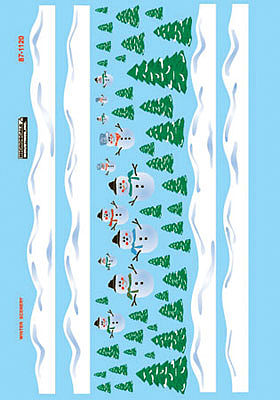 Microscale 871120 HO Scale Railroad Decal Set -- Christmas Train Graphics Snowman Scenes