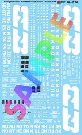 Microscale 871276 HO Scale Railroad Decals - Burlington Northern -- Burlington Northern Covered Hoppers 4700/4750