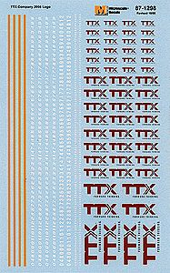 Microscale 871298 HO Scale Railroad Decal Set -- TTX Auto Rack w/2008+ Logo