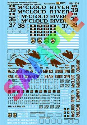 Microscale 871334 HO Scale McCloud River Railroad - MCRR -- SD38-2, Double-Door Boxcars & Cabooses 1969-81 Use w/#91138, 5003 or 4280