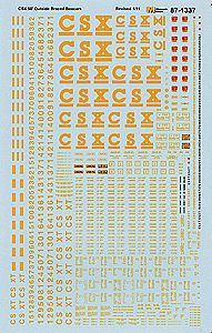 Microscale 871337 HO Scale Railroad Decal Set -- CSX 50' Outside-Braced/Exterior-Post Boxcars