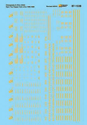 Microscale 871338 HO Scale Chesapeake & Ohio - C&O -- Open Hoppers, 1956+