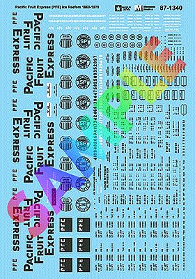 Microscale 871340 HO Scale Railroad Decal Set -- Pacific Fruit Express PFE Ice Reefers 1960 - 1978