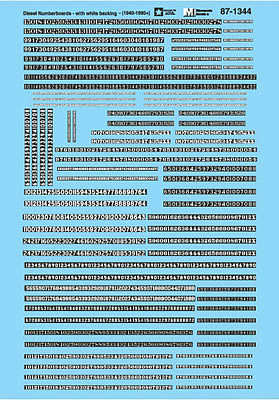 Microscale 871344 HO Scale Railroad Decal Set -- Diesel Numberboards w/White Backing - 1940-1990+