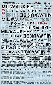 Microscale 871347 HO Scale Railroad Decal Set -- Milwaukee Road 4000 Cubic Foot & Smaller Covered Hoppers