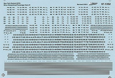 Microscale 871352 HO Scale New York Central - NYC -- Silver Streamlined Passenger Cars #1
