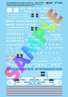 Microscale 871405 HO Scale Railroad Decal Set -- Kyle RR Locos, Cabooses; Oregon, Pacific & Eastern and Pend-Oreille Valley B