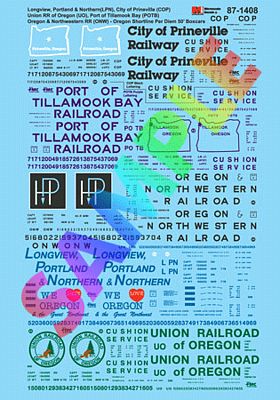 Microscale 871408 HO Scale Railroad Decal Set -- Oregon Shortline Per Diem 50' Boxcars (LP&N, COP, UO, POTB & ONW)
