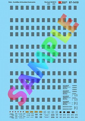 Microscale 871410 HO Scale Railroad Decal Set -- Data & Carbody Holes for AutoMax Articulated Autoracks