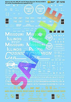 Microscale 871416 HO Scale Railroad Decal Set -- Missouri Pacific, Missouri-Illinois 50' & 60' Insulated & Assigned Boxcars