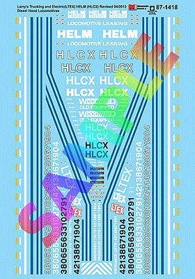 Microscale 871418 HO Scale Railroad Decal Set -- Larry's Truck & Electric LTEX, HELM (HLCX) Leased Diesel Hood Locomotives