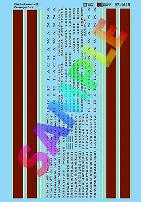 Microscale 871419 HO Scale Railroad Decal Set -- Erie Lackawanna Passenger & RPO Cars