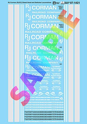Microscale 871421 HO Scale Railroad Decal Set -- RJ Corman (RJCC) Diesel Hood & Switchers