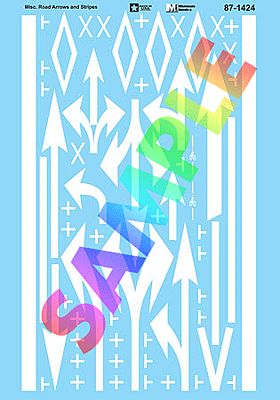 Microscale 871424 HO Scale Street Decal Set -- Misc. Road Arrows & Stripes