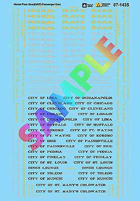 Microscale 871435 HO Scale Railroad Decal Set -- Nickel Plate Road Heavyweight & Streamlined Passenger Cars