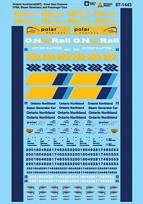 Microscale 871443 HO Scale Ontario Northland - ONT -- Polar Bear Express FP9A Locomotove, Steam Generator & Passenger Cars