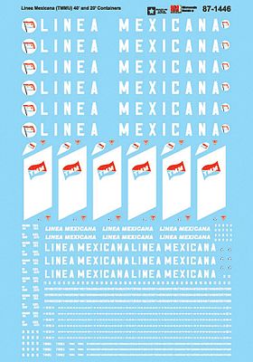 Microscale 871446 HO Scale Container Decal Set -- Linea Mexicana TMMU 40' & 20' Containers